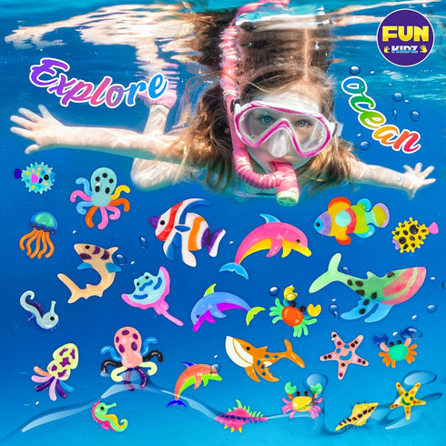 25 16 Summer Ocean Magic Water Elves Toys Kit, FunKidz Aqua Squishy Craft Kit for Kids Bright Ocean Colors Gel Ocan