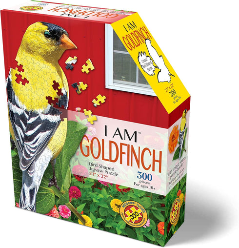 Madd Capp Puzzles - I AM Goldfinch - 300 Pieces - Multi Animal Shaped Jigsaw Puzzle