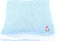 Sona Knitted Crochet Finished Blue Cotton White Trim Baby Blanket with Applique'