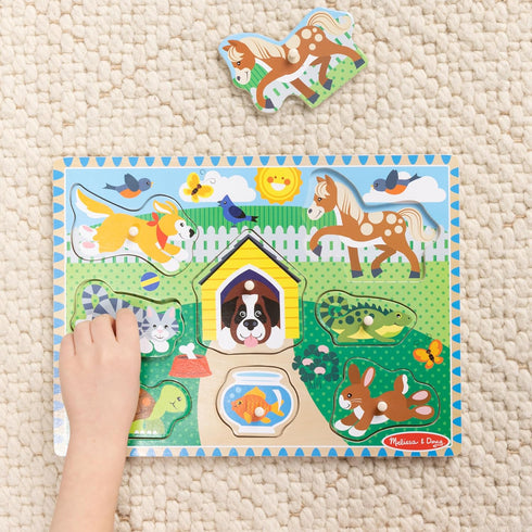 Melissa & Doug Pets Wooden Peg Puzzle, 8 pcs