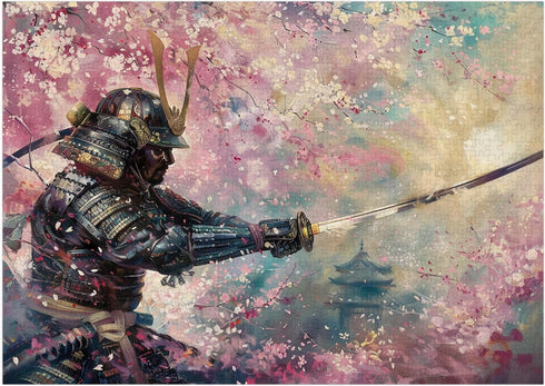 Art of Socks Cherry Blossom and Samurai Jigsaw Puzzle 1000 Pieces for Adults - Floral
