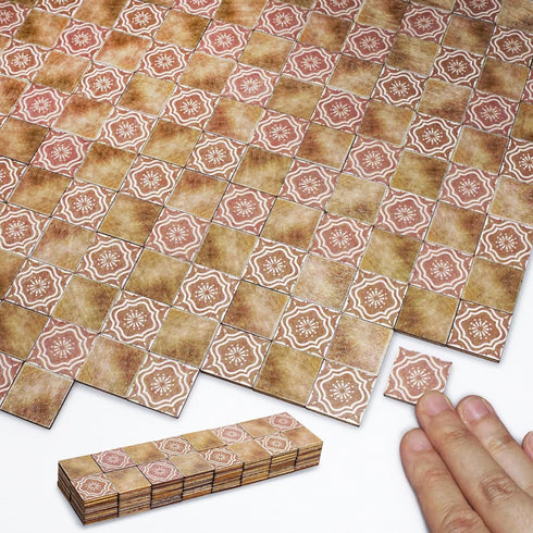Dollhouse Flooring Tiles on 1/12 1/6 Scale Miniature Decor Accessories 128pcs Double-Sided