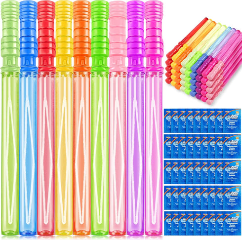 JOYIN 45 Packs Big Bubble Wand Set with Concentrated Bubble Solution Refills, 14.6" Giant Bubble Wands for Summer Fun