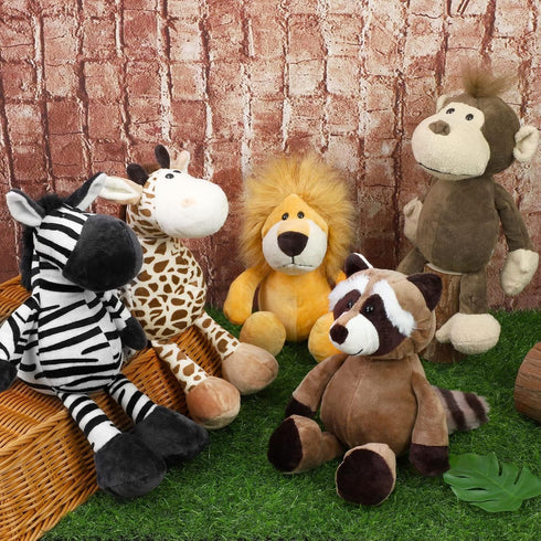 Elcoho 8 Pieces Safari Stuffed Animals Plush Jungle Animal Toys, 9.8 Inch Zoo Stuffed Animals Set for Animal Themed
