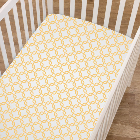 TL Care 100% Natural Cotton Percale Fitted Crib Sheet, Golden Yellow Twill Gotcha, 28 x 52, for Standard Crib and