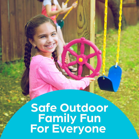 Jungle Gym Kingdom Swing Set Accessories - Pirate Ship Steering Wheel for Kids Outdoor Playhouse, Treehouse & Backyard