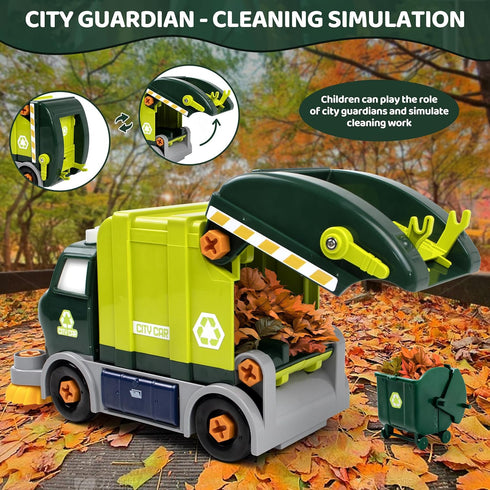 Brixlytoys Set, 3 4 5 6 7 8 Trucks Take Apart Toys with Electric Drill, DIY Electric City Clean Truck Toy Disassembly