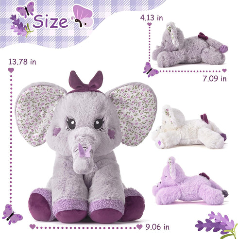 Mommy 13" Set Elephant Stuffed Animal Mom and Baby Plush Toy, Cute Small Soft Mama Family Toys with Mini Little
