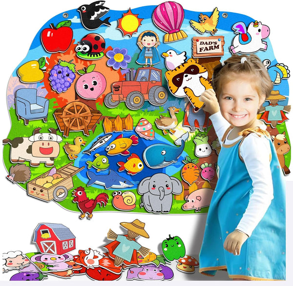 SKOLESK 77 Pcs Farm Animals Felt Story Board Set Preschool Farmhouse Themed Early
