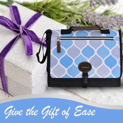 Portable Diaper Changing Pad, Thick Soft Cushion Pillow, Travel Baby Mat Diaper Clutch Bag with Detachable Wipes Pockets