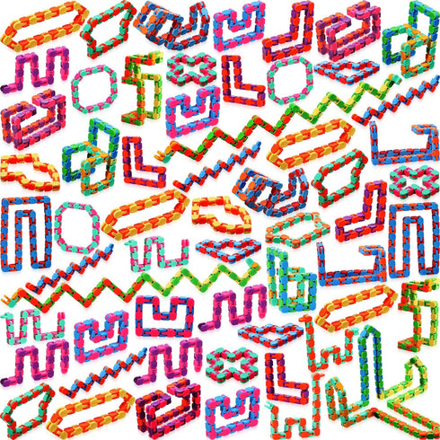 Sotiff 60 Packs Wacky Track Fidget Toy Fidget Links Colorful Snake Toy