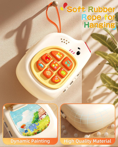 1-3, 0-6-12-18 Jovow Baby Phone with Music for Toddler, Kids Sensory Busy Board, Early Educational Toy for Toddlers
