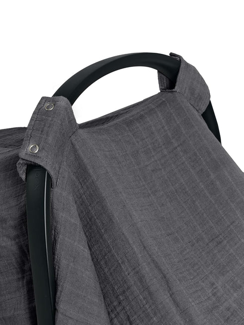 Denmark - Muslin Baby Car Seat Cover for Boys and Girls – 100% Organic Cotton Car Seat Canopy with Perfect Fit for Baby Carrier - 43 x 31 (Soft Grey)