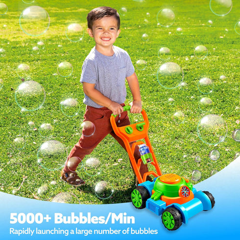 1 2 3 1-3 SLOOSH Bubble Lawn Mower Toddler Toys - Spill-Proof Bubble Machine Pretend Gardening Play Toy for Age Year