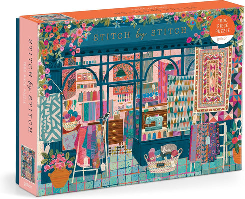 Galison Stitch by Stitch - 1000 Piece Puzzle with Bright Quilting and Crafting Themed Artwork