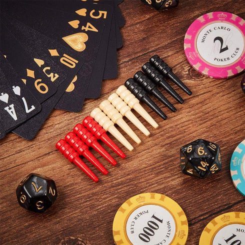 48 Pieces Wooden Cribbage Pegs, Fit 1/8 Holes with Storage Pouch for Cribbage Traditional Board Game, 3 Colors