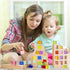 Wooden Building Blocks Set for Kids, 36 PCS Rainbow Acrylic Gem Cubes - Montessori Stacking Toy for Boys Girls 3-6