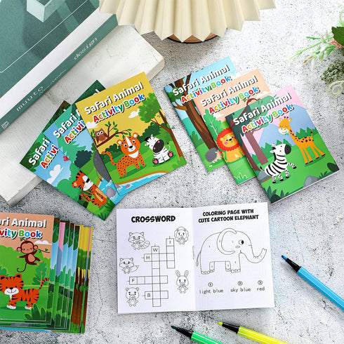 36 Set Sinmoe Pcs Safari Animals Mini Activity Books for Kids Coloring Drawing Books with Lion Tiger Giraffe Patterns