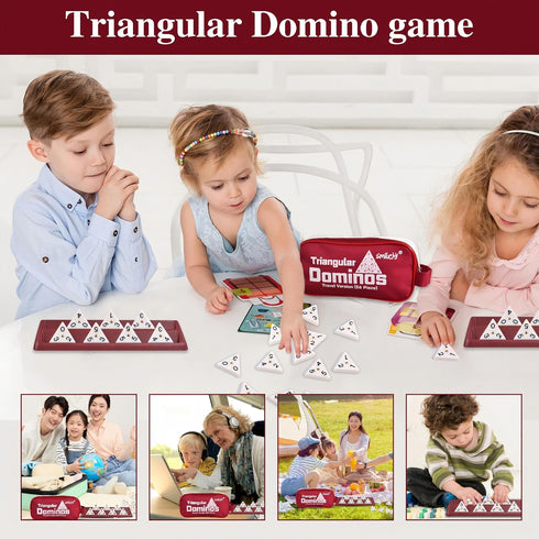 7 56 (2-4 Smilejoy Triangle Domino,Triangular Domino Tiles with Brass Spinners Tabletop Game for Kids Ages and Up
