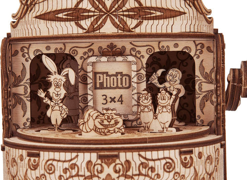 Wood Trick Happy Birthday Fairy Theater Wooden Music Box Kit - 3D Puzzle with Fairy Characters - Hand Crank for Kids &