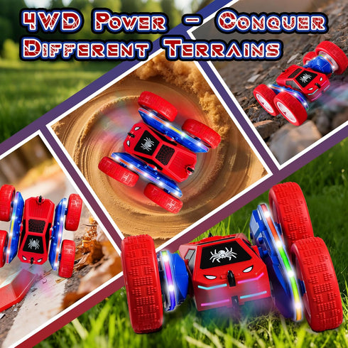 SANGQAOFU 4WD 360 2 3-12 Spider Remote Control Car Flips RC Stunt Car Toys Cyber-Inspired Double-Sided Drift Rc Cars