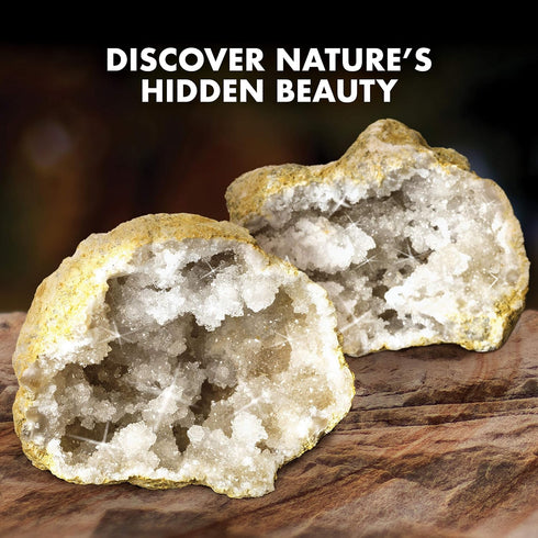 Break Open 2 Jumbo Geodes, Earth Science Kit for Kids to Learn Geology, Break Your Own Large Geode with Crystals
