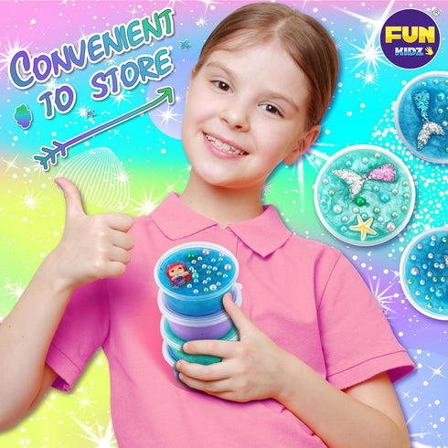 Summer Shimmer 8-12 Gift Mermaid Slime Kit for Girls, FunKidz Slime Making Kit for Kids Age DIY Soft Glitter Glossy