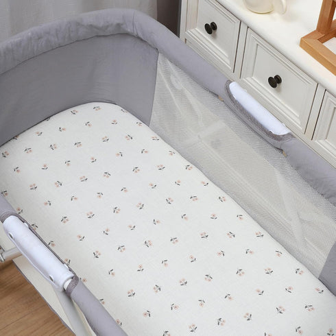 3 Pack, 100% 33" 17" Onacosht Muslin Bassinet Sheets Cotton Baby Fitted Sheet X for Rectangle, Round, Oval, Hourglass