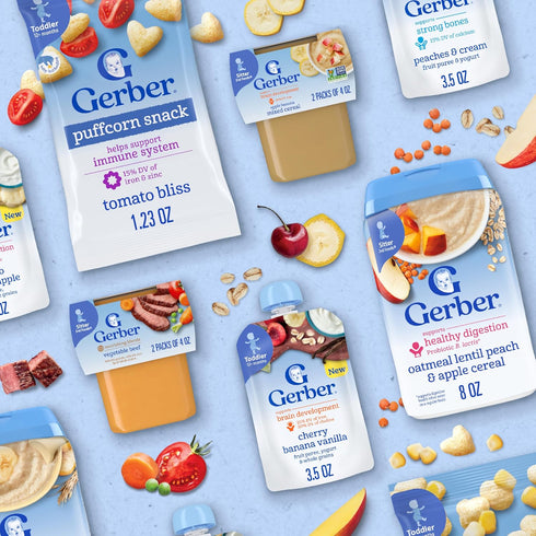 2nd 4 2-Pack (Pack 8) Gerber Baby Food Foods, Dinner, Vegetable & Chicken Puree, Ounce Tubs