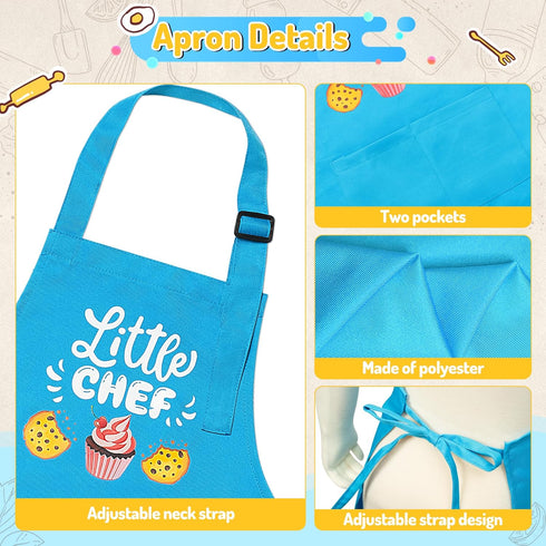 Set 4Pcs R HORSE Adult Kid Apron and Chef Hat - Parent Child Adjustable Kitchen Apron Hat Kid Role Play Chef Toy