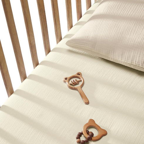 Muslin Fitted Sheet & Jersey Waterproof Mattress Protector | GOTS Certified Organic Cotton | Crib
