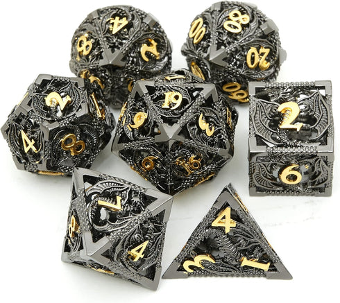DND Dice Set, Metal Polyhedral Dice Gift for Role Playing, D20 Hollow Dice Set for DND RPG MTG Table Games