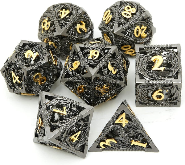 DND Dice Set, Metal Polyhedral Dice Gift for Role Playing, D20 Hollow Dice Set for DND RPG MTG Table Games