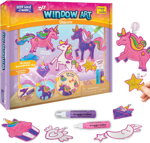 Imagimake Window Art Unicorn Toy Painting Kit, Suncatcher Art Supplies, Unicorn Gifts for Girls Age 6-8, Kids Crafts