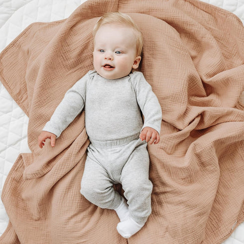 Konssy Muslin Baby Blankets, 100% Cotton Crib Blanket for Baby Infant Toddler, Super Soft and Lightweight, 40"x36"