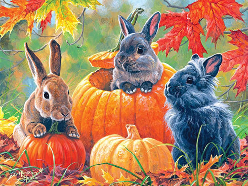RoseArt - Abraham Hunter - Pumpkin Patch Bunnies 500 Piece Jigsaw Puzzle for Adults