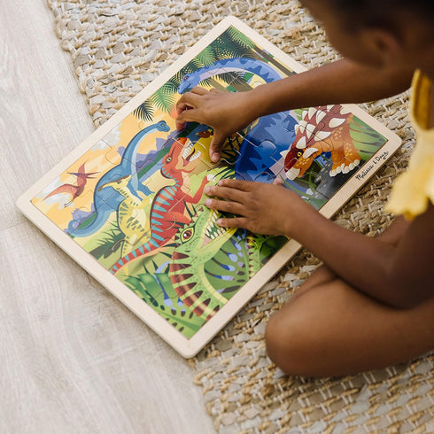 Melissa & Doug Dinosaurs Wooden Jigsaw Puzzle with Storage Tray, 24 pcs