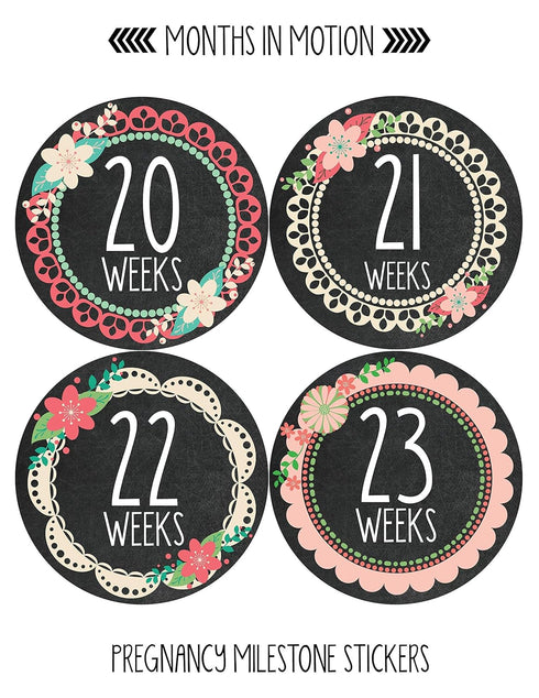 Pregnancy Weekly Belly Growth Stickers - Large Set of 36, Maternity Keepsake Photo Prop