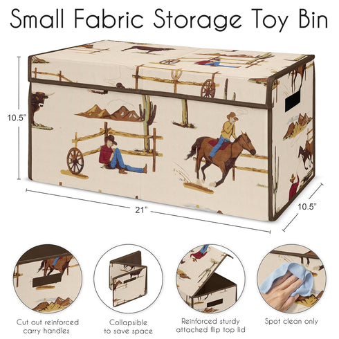 Country Sweet Jojo Designs Cowboy Wild West Boy Small Fabric Toy Bin Storage Box Chest For Baby Nursery or Kids Room