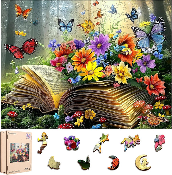 Mocfesk Wooden Puzzles for Adults, Mother's Day Book Puzzles 500 Pieces, Unique
