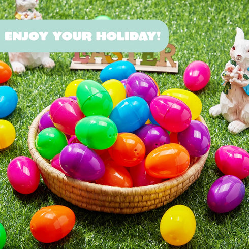 500 2.3" JOYIN PCS Easter Eggs, Empty Plastic Eggs Fillable Colorful Bright Eggshell Bulks for Easter Hunt, Filling