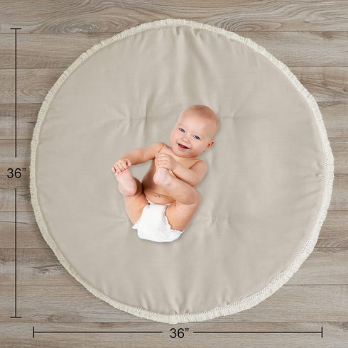 Tummy Sweet Jojo Designs Boho Bohemian Boy Girl Baby Playmat Time Infant Play Mat - Solid Taupe Beige Ivory Cream Off