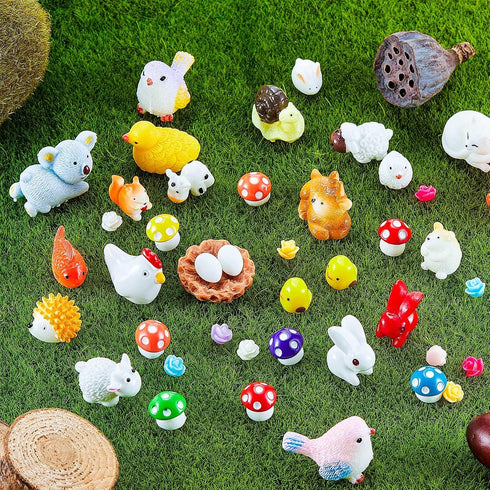 100 Pieces Mini Resin Animals, Miniature Panda and Duck Figurines for DIY Plant Bonsai Accessories