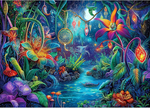 Fantasy Garden 1000 Piece Puzzle for Adults Beautiful Enchanted Forest Night Scene