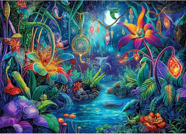 Fantasy Garden 1000 Piece Puzzle for Adults Beautiful Enchanted Forest Night Scene