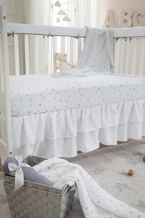 American Baby Company 100% Cotton Muslin Swaddle Blanket, Soft & Lightweight, Gray Stars/Moon, 47" x 47"