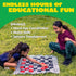 3-in-1 Vintage Giant Checkers and Tic Tac Toe Game with Reversible Mat, 24 Chips for Family Fun