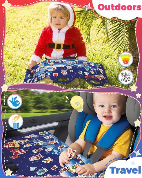 Oomloid Christmas Sticker Books for Kids, Christmas Gifts Reusable Sticker Books Stocking Stuffers for Toddlers, Travel