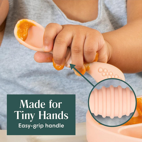 (6 Pack)- 6 Simka Rose Silicone Baby Spoons Self Feeding First Stage Infant Spoons for Babies & Toddlers- Baby Led