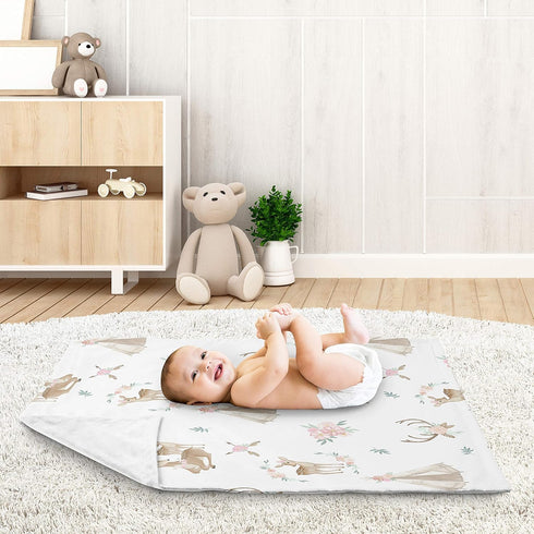Sweet Jojo Designs Boho Watercolor Woodland Deer Floral Baby Girl Receiving Security Swaddle Blanket for Newborn